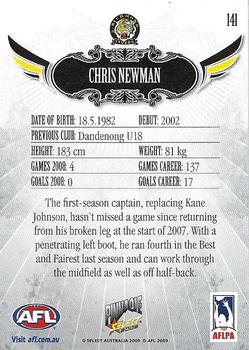 2009 Select AFL Pinnacle #141 Chris Newman Back